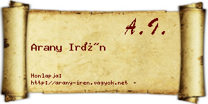 Arany Irén névjegykártya
